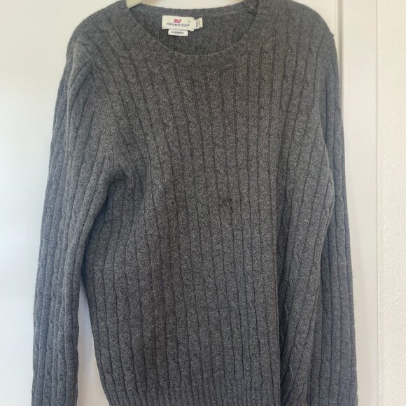 Vineyard Vines Cashmere Cable Knit Sweater, Crew Neck, Charcoal Gray XL , 2E0385 - Picture 1 of 7